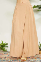 Mittoshop Women's Wrap Pleating Detail Wide Leg Pants - Elegant & Chic